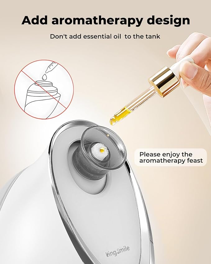 Kingsmile Facial Steamer for Face, 3 in 1 Face Steamer for Facial Deep Cleaning, Compact Nano Steamer - Aromatherapy, Adjustable Nozzle Warm Steam for Home SPA, Face Steamer for Sinuses with Hairband - Image 4
