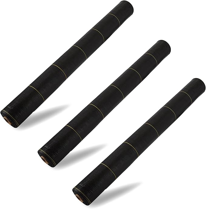 Dewitt 3-Pack Sunbelt Weed Barrier Fabric 3.2 oz, 6 x 300 Feet – Heavy-Duty Ground Cover Mat for Greenhouse Floors, Garden Rows, Raised Beds, Yard Gardening, and Outdoor Landscape Protection by DeWitt