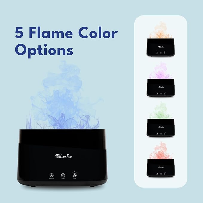 LivePure LP300HUM Aqua Flame Cool Mist Humidifier – Small Ultrasonic Plant Humidifier Indoor with Essential Oil Diffuser – Dorm Essentials, Apartment, Desks & Home Office Rose Quartz - 0.20 Gal/ .75L - Image 4