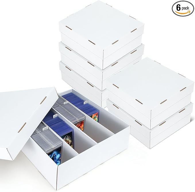 6 Pack Trading Card Storage Box - 4 Rows Divided Cardboard Case, Compatible with Top Loader One Touch for Sports Card Storage by Unknown