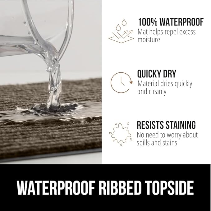 GORILLA GRIP Waterproof Traffic Guard Door Mat, 72x48, Heavy Duty Entryway Mats, Strong Backing Commercial Utility Rugs for Office Hallway, Garage Floor and Home, Low Profile Carpet Runner, Brown - Image 3