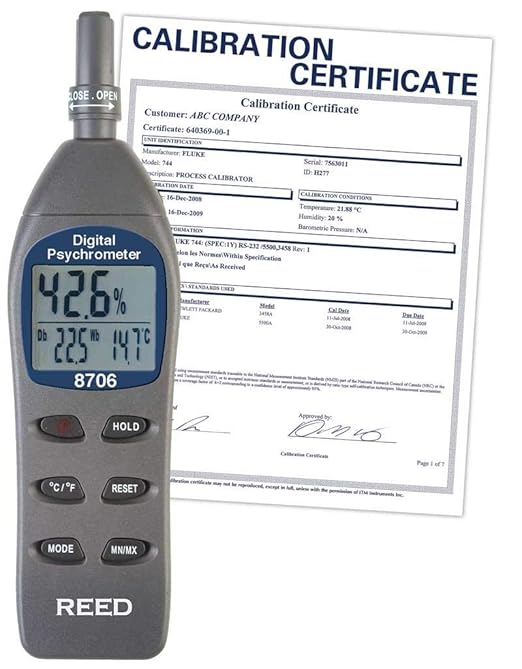 REED Instruments 8706 Digital Psychrometer/Thermo-Hygrometer, Wet Bulb, Dew Point, Temperature, Humidity, by REED+Instruments
