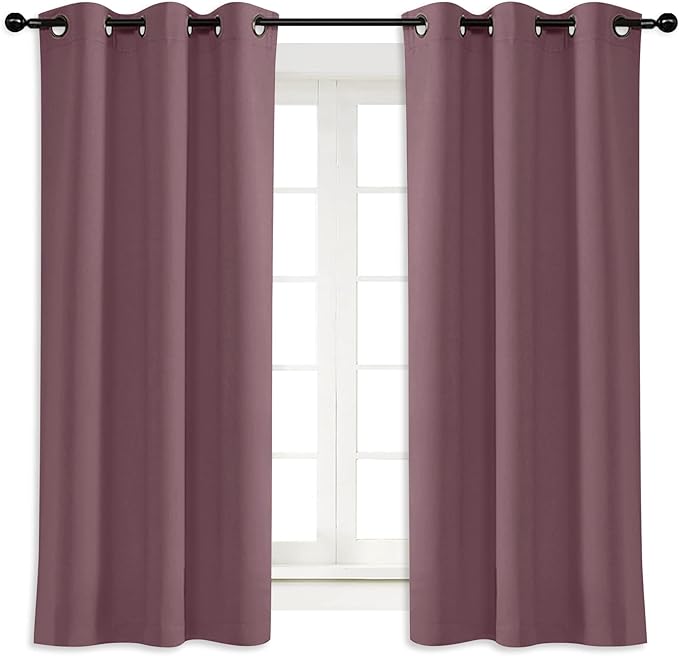 NICETOWN Kitchen Blackout Window Curtain Panel, Dry Rose, 1 Panel, 42 by 63 inches Long, Home Fashion Thermal Insulated Solid Grommet Room Darkening Drape for Apartment by NICETOWN