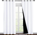 NICETOWN 100% Blackout Window Curtain Panels, Cold and Full Light Blocking Drapes with Black Liner for Nursery, 86 inches Drop Thermal Insulated Draperies (White, 2 Pieces, 55 inches Wide Each Panel) by NICETOWN