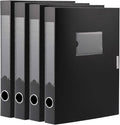 A4 Storage File Boxes Archives Cases, Foldable Plastic File Folder, Thickened to 5.8cm,Large Capacity,Black(Pack of 4) by HUA+JIE