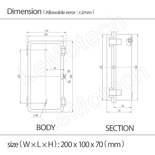 Junction Box ABS Plastic IP65 Waterproof Dustproof Universal Electrical Enclosure Hinged Shell Outdoor and Indoor Usage Project Box, 7.9"x 3.9"x 2.7"(200x100x70mm), Grey - Image 8