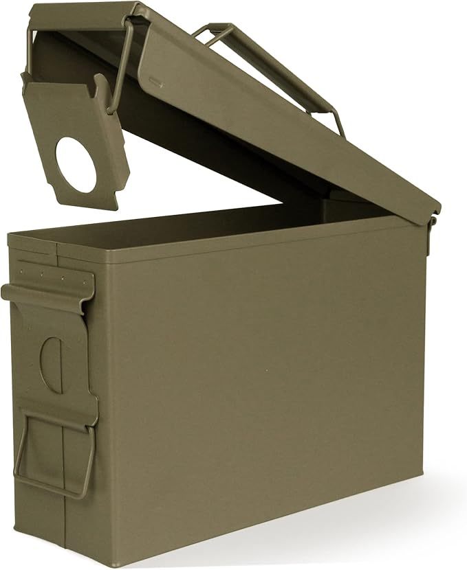 GUGULUZA Metal Ammo Can 30/50 Cal, Lockable Bullet Storage Case, Waterproof & Airtight Containers Box with Flip Top for Long-Term Storage Shotgun, Rifles, Pistols Ammunition by GUGULUZA