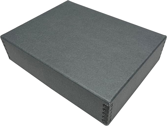 Lineco Museum Archival Storage Box, 9.75x12.75x3 in. Drop Front Design. Acid-Free with Metal Edge. Organize Photos, Pictures, Prints, Documents, Crafts, DIY. Gray, 1 Pack by Lineco