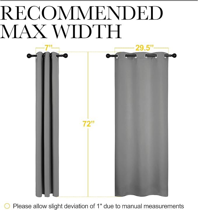 NICETOWN Silver Grey Blackout Curtain Panels for Bedroom, Thermal Insulated Grommet Top Blackout Draperies and Drapes for Basement (2 Panels, W34 x L72-inch) - Image 6