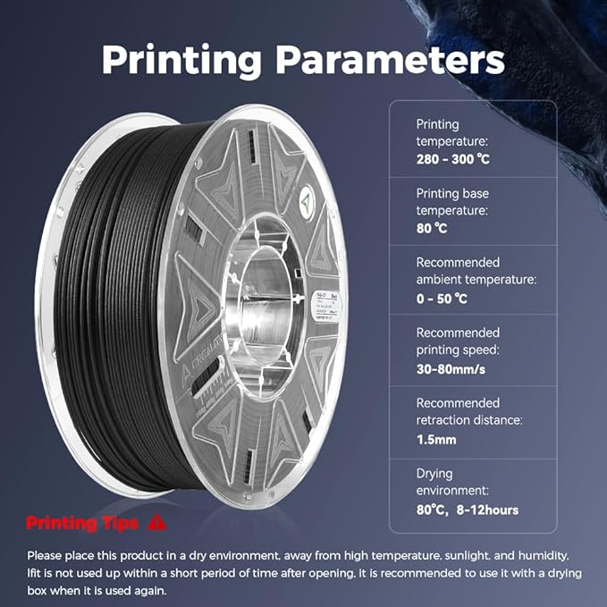 Creality Hyper PA6-CF Carbon Fiber Nylon Filament 1.75mm 1KG, 3D Printing Material Halloween Gifts with Engineering-Grade Strength, Heat Resistant, Low Warp for Functional Prototypes&Industrial Parts - Image 6