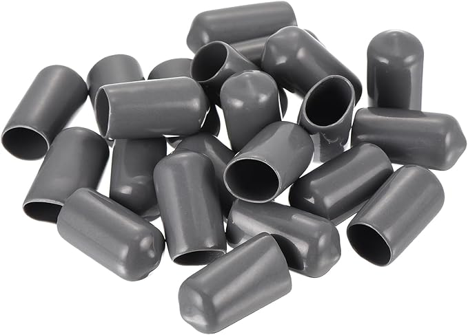 uxcell 20pcs Rubber End Caps 10mm(3/8") ID Vinyl PVC Round Tube Bolt Cap Cover Screw Thread Protectors Dark Grey - Image 4