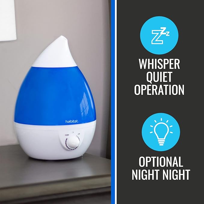 Habitat Cool Mist Ultrasonic Humidifier with Large 2.5L Tank, Whisper Quiet Humidifier with LED Light for Bedroom, 24 Hours of Continuous Mist, Blue (Pack of 1) - Image 5