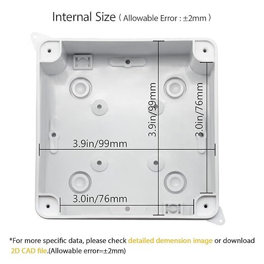 LeMotech Junction Box, Electrical Box IP65 Water Resistant Dustproof ABS Plastic Project Enclosure for Electronics White, External Size 3.9 x 3.9 x 2.8 inch - Image 3