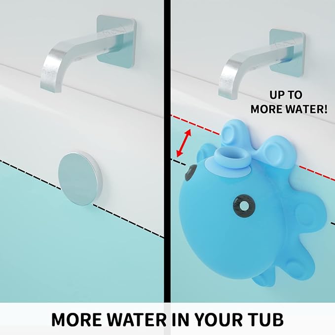 Bathtub Overflow Drain Cover Tub - Silicone Bathroom Overflow Drain Cover, Bath Tub Overflow Cover, Bathroom Spa Accessories, Adds Inches of Water for Deeper&Warmer Bath，Blue - Image 4