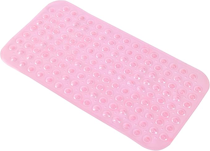 Anti-Slip Bathtub Shower mat, 27.5×14.5（Approximately 70×37cm） inch Soft Oversized Machine Washable Non-Slip Bathtub mat with Drainage Holes, Bathroom Floor Suction Cup.（1-Clear Pink） by ERASILKEN-X