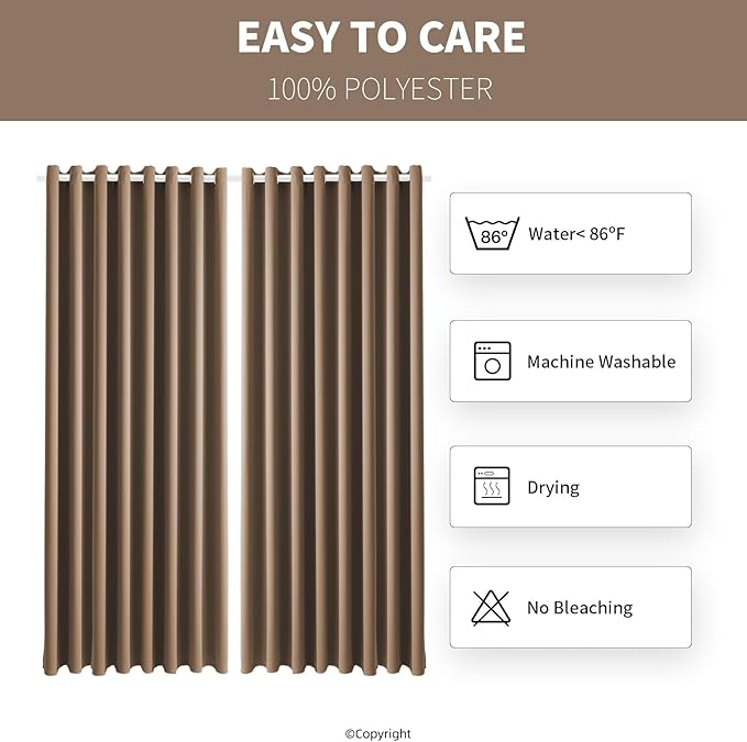 Waterproof Outdoor Curtain W105 x L84 - Grommet Top Sunlight Blocking Window Treatment Drapes Blackout Curtains for Home Bedroom Living Room Outdoor Patio Porch Gazebo (Camel Brown, 2 Panels) - Image 7