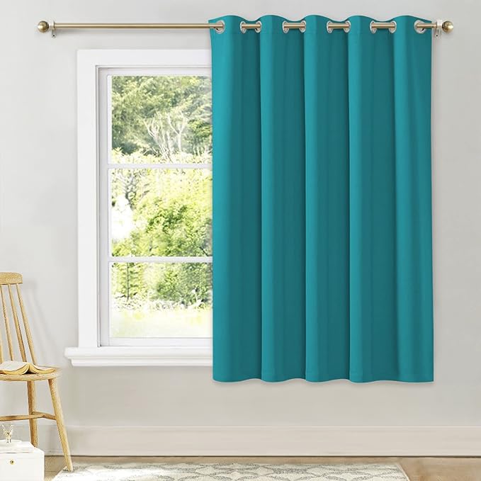 NICETOWN Room Darkening Curtains for Bedroom, Peacock Teal Thermal Insulated Drapes 63 inches Long for Small Shack Window (1 Panel, 70" Wide per Panel) by NICETOWN