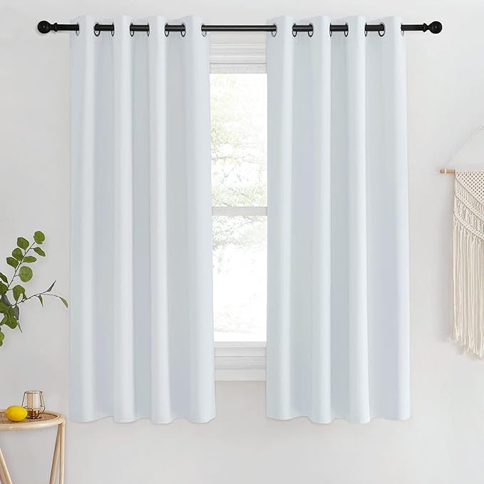 NICETOWN Room Darkening Curtains for Living Room - Easy Care Solid Thermal Insulated Silver Grommet Light Blocking for Bedroom/Kids Room (1 Panel, 46 by 63, Greyish White) by NICETOWN