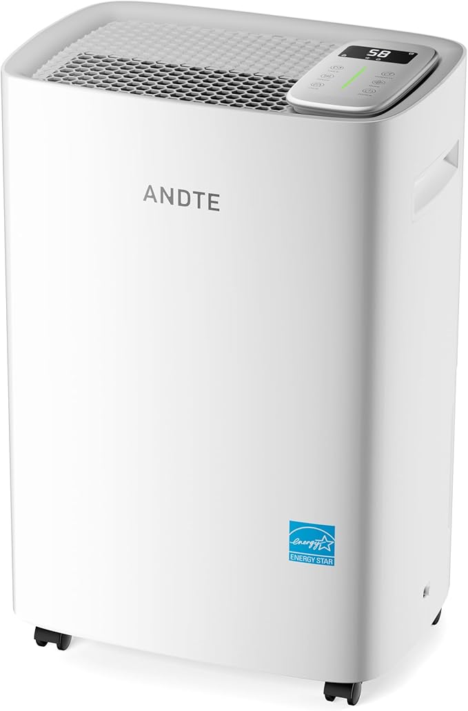 5500 Sq.Ft Energy Star Dehumidifier for Basement Home, ANDTE 80 Pints Large Room Dehumidifiers Efficient with Drain Hose & 1.32 Gal Tank, Smart Humidity Control, Touch Control Panel, Auto Defrost by ANDTE