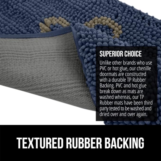 GORILLA GRIP SOAKSTOPPER Dog Door Mat, Machine Washable Rug Absorbent Doormat Captures Moisture Mud Dirt, Quick Dry Soft Chenille Entryway Rugs Indoor Entrance Mats for Dog Paws, 24x17 Navy - Image 6
