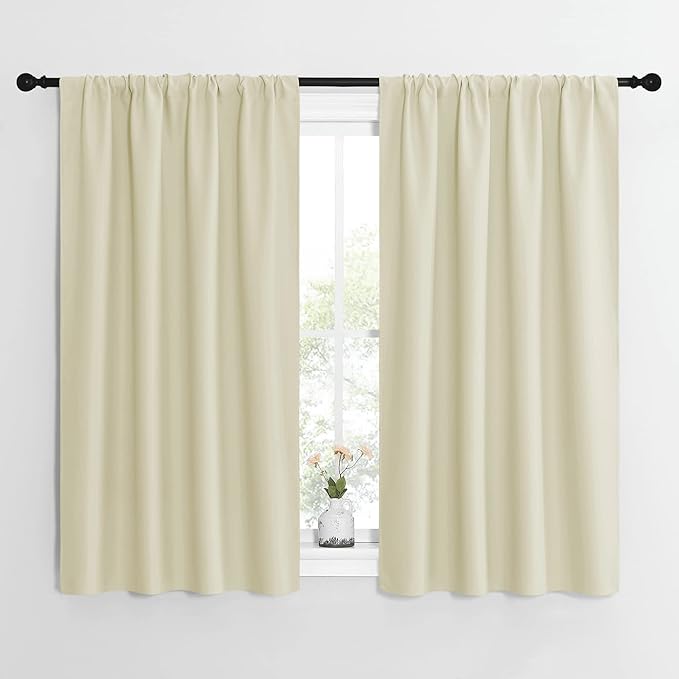 NICETOWN Kitchen Curtains, Short Blackout Curtains & Drapes, Home Decoration Privacy Thermal Insulated Curtains for Unicorn Theam Room (Beige, 42" Wide, 54" Long, 2 PCs) by NICETOWN