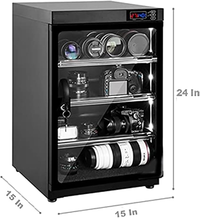 INTBUYING Camera Dry Cabinet 80L Electronic Dry Cabinet for Camera Lens Storage with Lock 4 Layers Intelligent Temperature Humidity LED Screen Noiseless - Image 9