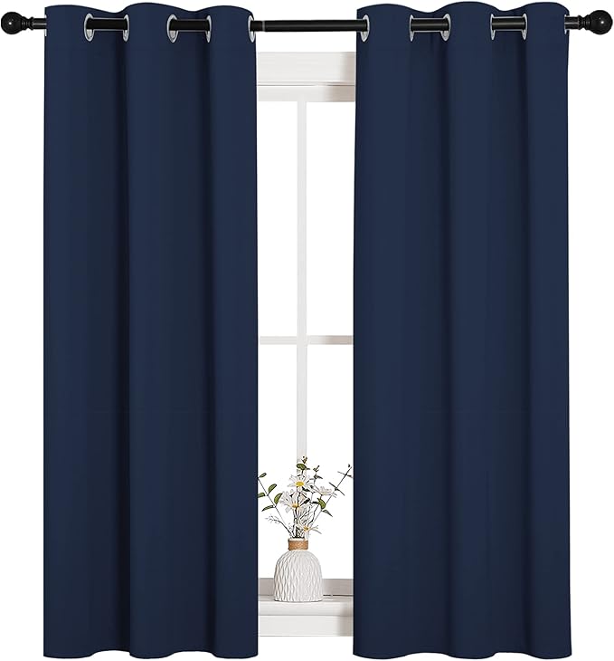 NICETOWN Blackout Curtain Panels, Window Treatment Energy Saving Thermal Insulated Solid Grommet Blackout Drapes/Draperies (Navy, 1 Pair, 34 by 54-inch) - Image 2