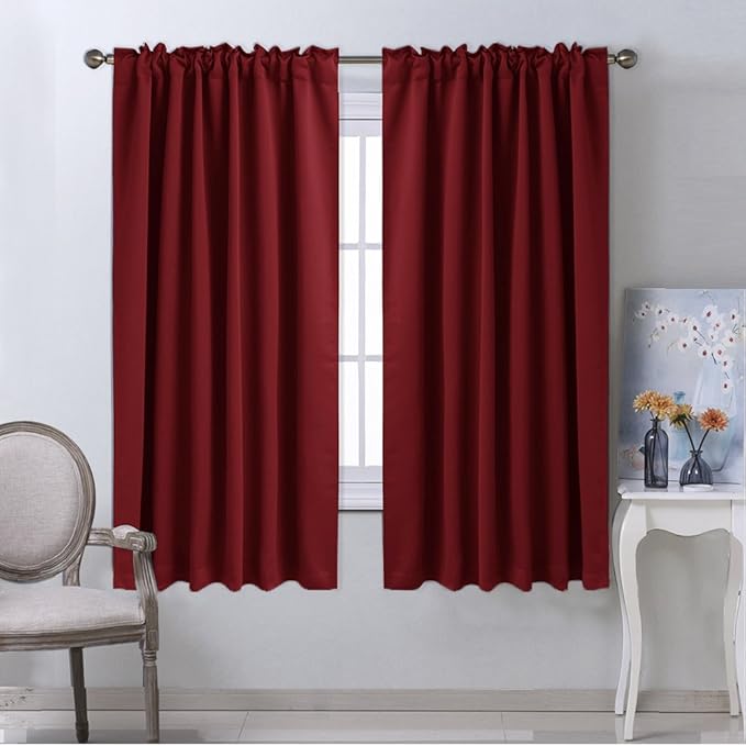NICETOWN Christmas Burgundy Bedroom Blackout Draperies Panels - (Red Color) 52 inches x 63 inches, 2 Panels Set, Thermal Insulated Blackout Curtains/Drapes for Present - Image 2