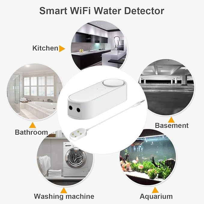 Multifunctional WiFi Water Leak Detector, 6.5ft Split Drip/Leak Detection Cable, Dual Interface, Expandable, Smart Leak Sensor Alarm, AAA Battery Powered, APP Monitoring, Over 5 Months Standby - Image 6
