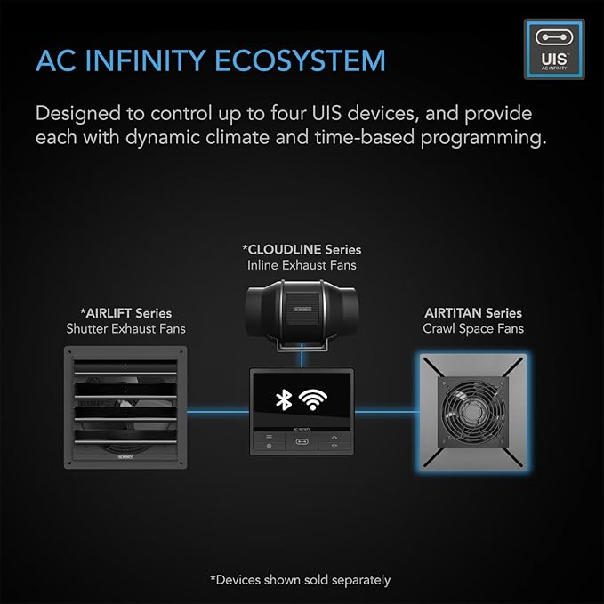 AC Infinity AIRTITAN T3, Ventilation Exhaust Fan 6" with WiFi Temperature Humidity Controller, EC Motor for Crawl Space, Basement, Garage, Attic, Hydroponics, Grow Rooms - Image 5