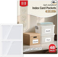 H4D 48 Pack Labels for Storage Bins, 3" x 5" Plastic Clear Adhesive Index Card Holders, Tote Label Pockets for Organizing Storage, Library Card, Shelves by H4D
