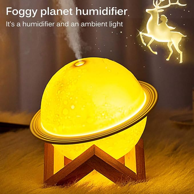 Moon Lamp Humidifier, 2 in 1 Moon Night Light & Humidifiers with USB Recharge, 3 Colors 3D LED Moon Light with Stand, Aromatherapy Diffuser for Kids Friend Lover Birthday Gift Bedroom Home Decor 200ml - Image 2