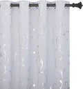 BUHUA Blackout Curtains 63 Inch Length 2 Panels Thermal Insulated Window Treatment for Bedroom Grommet Room Darkening Curtains with Wave Vine Printed (52 x 63 Inch, Greyish White) by BUHUA