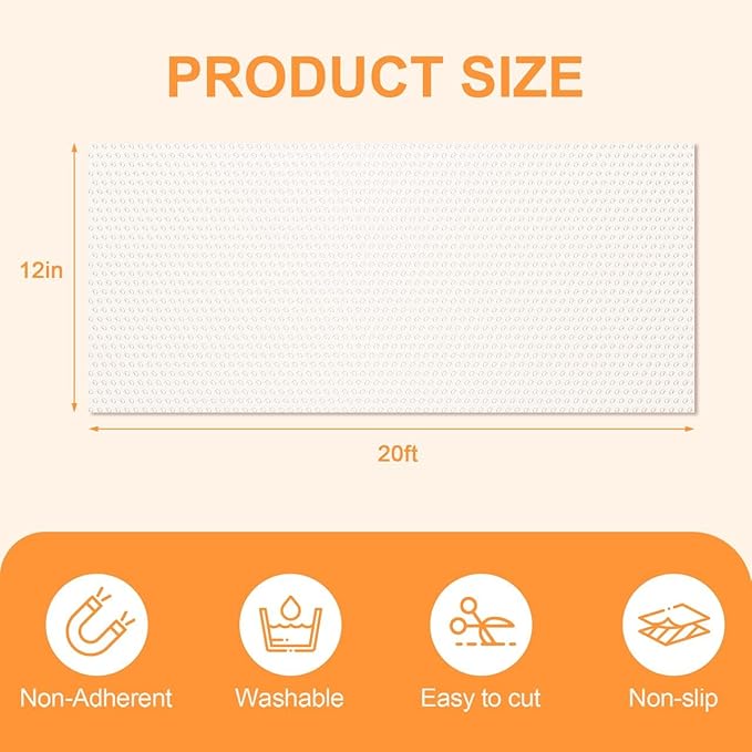 FEXIA Shelf Liner 12 Inch x 20 FT Clear Non Slip Waterproof Cabinet and Drawer Liner for Kitchen Cabinet Refrigerator Pantry Closet Durable Non Adhesive - Image 2