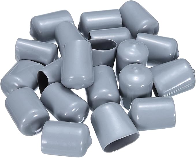 uxcell 20pcs Rubber End Caps 19mm(3/4") ID Vinyl PVC Round Tube Bolt Cap Cover Screw Thread Protectors Grey - Image 4
