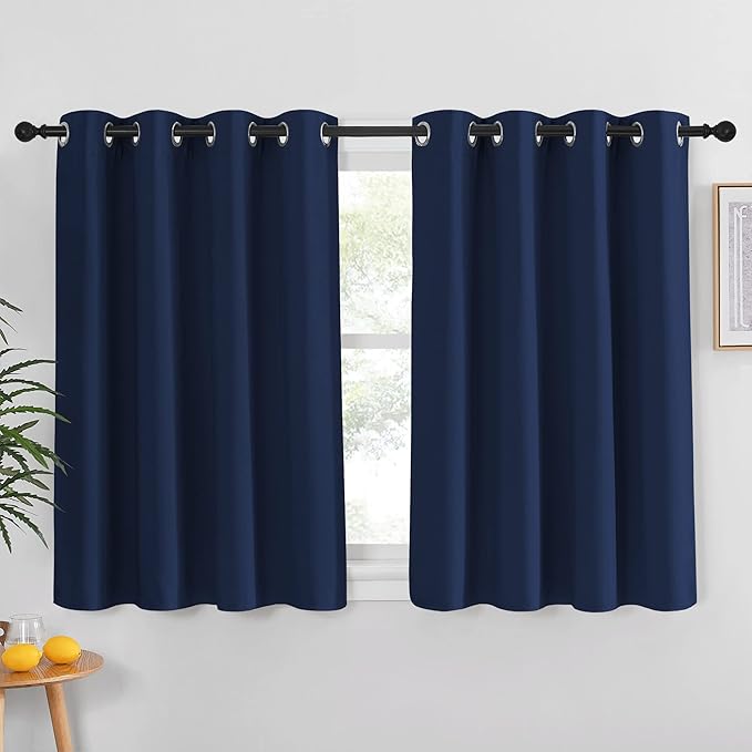 NICETOWN Blackout Curtain Panel Grommet - All Season Eyelet Top Blackout Drapery for Bedroom/Living Room/Glass Door, Navy, 1 Panel of 52 x 45 inches by NICETOWN