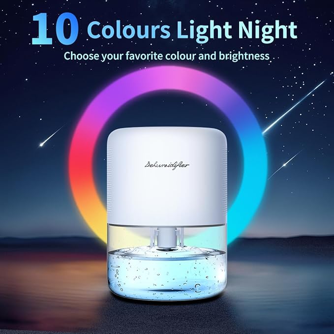 Dehumidifier Small Mini Dehumidifiers for Home 44oz Water Tank 10 Colors Light 4 Timer 3 Modes Auto Shutoff Defrost Portable Dehumidifiers for Bedroom Bathroom Closet Small Spaces - Image 4