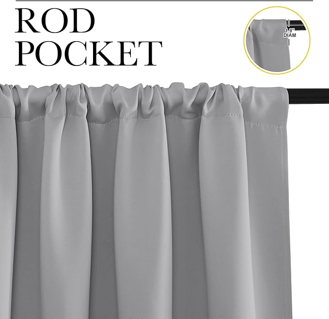 NICETOWN RV Blackout Curtains for Camper Windows, Short Room Darkening Drapes for Kitchen, Home Decoration Thermal Insulated Blackout Blinds for Small Windows (Silver Grey, 2 Panels, W34 x L36) - Image 3