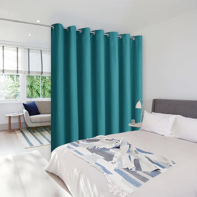 NICETOWN Wall Curtain for Bedroom, Room Divider Drape for Doorways, Vertical Blind for Sling Door, Privacy Sound Reduction Room Dividers for Patio (Peacock Blue, 1 Panel, 8ft Tall x 8.3ft Wide) by NICETOWN