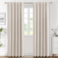 H.VERSAILTEX Blackout Curtains Thermal Insulated Window Treatment Panels Room Darkening Blackout Drapes for Living Room Back Tab/Rod Pocket Bedroom Draperies (2 Panels, Natural, 42 x 84 Inch) by HVERSAILTEX