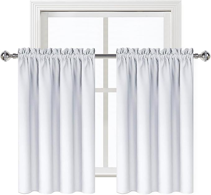 DWCN White Short Room Darkening Curtains for Kitchen/Bedroom, 42 x 36 inches Long - Energy Saving Window Drapes for Nursery with Rod Pocket, Set of 2 Panels - Image 9