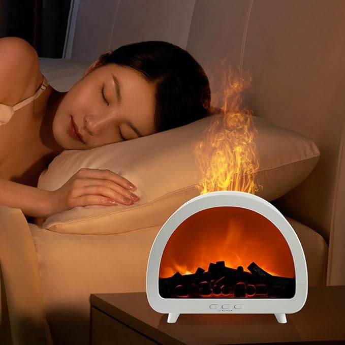 Fireplace Flame Air Diffuser Humidifier,12 Colors Aromatherapy Essential Oil Diffuser with 1H/3 H/5 H Timer,200ml Noiseless Cool Mist Ultrasonic Aroma Humidifier for Home,Bedroom,Office,Yoga (White) - Image 5