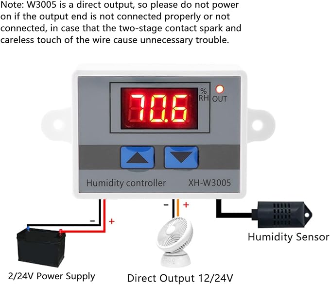 FTVOGUE XH-W3005 Digital Humidity Controller Humidity Controller Humidity Control Switch 0~99%RH 12V 24V 220V[220V] Temperature and Humidity Sensor - Image 5