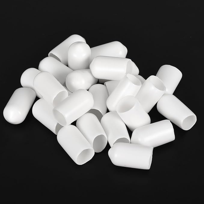 uxcell 20pcs Rubber End Caps 8mm(5/16") ID Vinyl Round End Cap Cover Screw Thread Protectors White - Image 4
