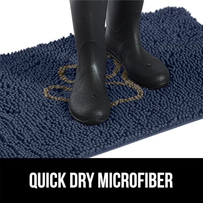 GORILLA GRIP SOAKSTOPPER Dog Door Mat, 30x20 Machine Washable Rug Absorbent Doormat Captures Moisture Mud Dirt, Quick Dry Soft Chenille Entryway Rugs Indoor Entrance Mats for Dog Paws, Navy - Image 9