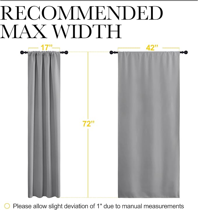 NICETOWN Silver Grey Blackout Curtains for Living Room - Triple Weave Home Decoration Thermal Insulated Solid Rod Pocket Blackout Drapes for Bedroom(Set of 2, 42 x 72 Inch) - Image 7
