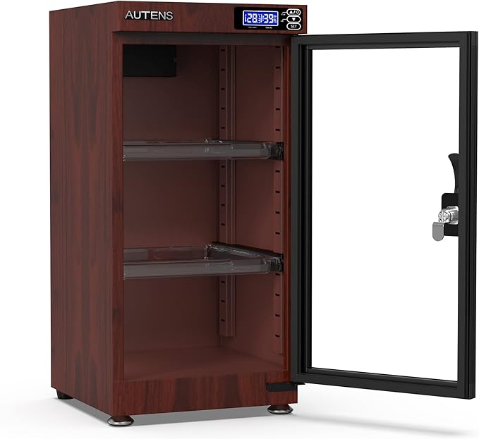 AUTENS 50L Dehumidifying Dry Cabinet Box, Wood grain Design Digital Control Noiseless and Energy Saving, for Camera Lens and Electronic Equipment Storage,Temperature Humidity LED Dual Screen - Image 8