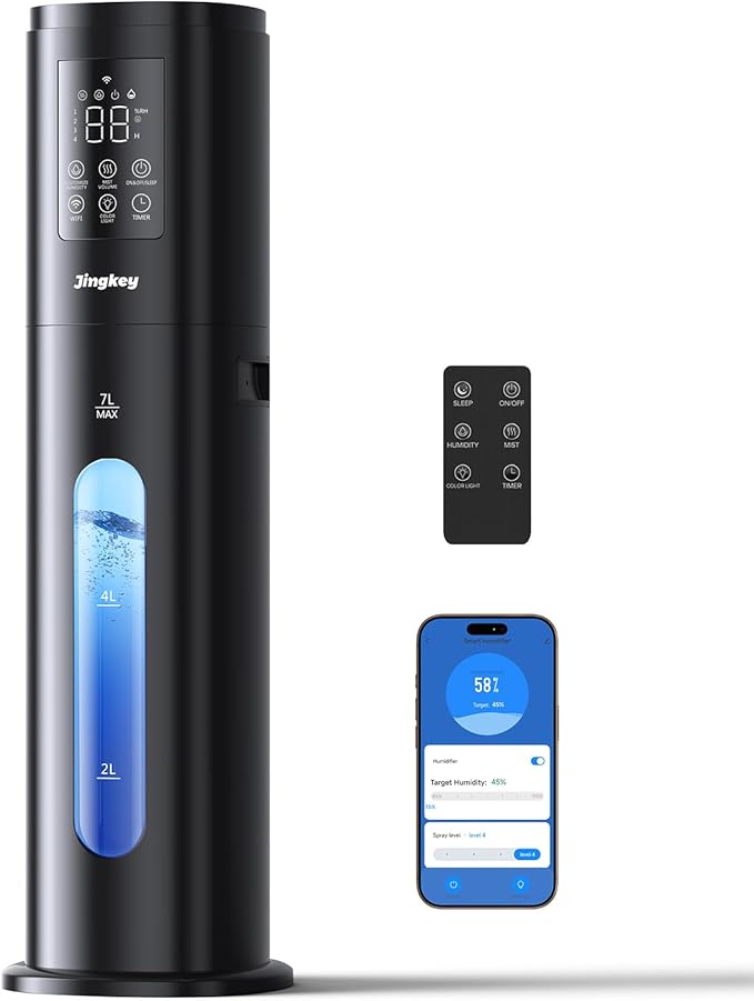 Humidifiers for Bedroom Large Room with Smart App & Remote Control, 7L/1.85Gal Room Humidifier, 4 Mist Levels Large Humidifier for Home Charcoal by Unknown