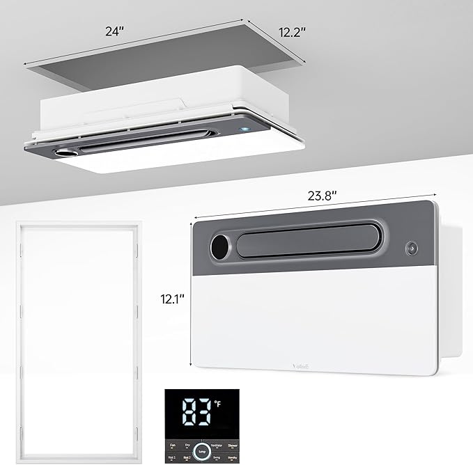 Bathroom Fan with Light and 1900W Heater, 180 CFM Ventilation, Remote Control,Quiet Exhaust, 4-in-1 Design for Heating, Lighting, Ventilation & Air Circulation for Comfort in Any Season - Image 7