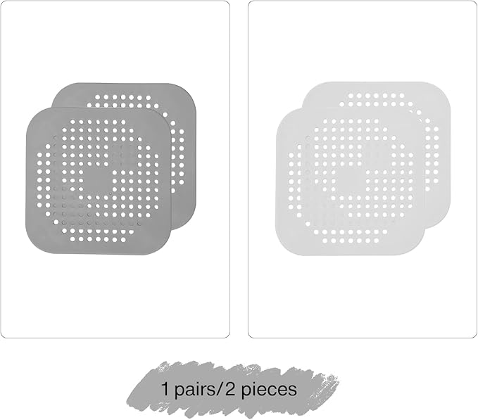 2 Pack Drain Hair Catcher Silicone Bathroom Accessories Square Drain Cover for Shower,Easy to Install Suit for Bathroom,Bathtub,Kitchen, Grey - Image 6